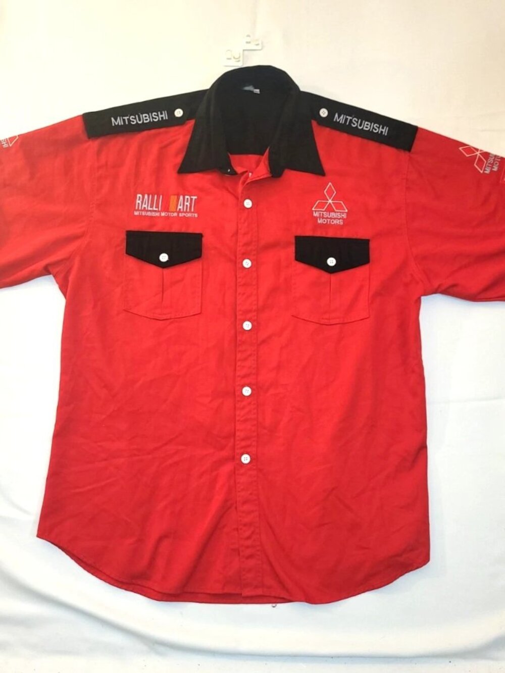 Mitsubishi Ralliart Motorsports Button-Up Shirt Men's XXL Red Racing Pit Crew